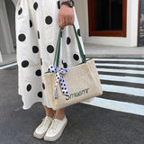 One-Shoulder Straw Woven Beach Bag Large Capacity Bucket Bag