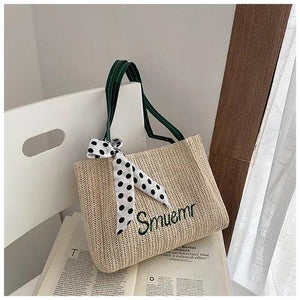 One-Shoulder Straw Woven Beach Bag Large Capacity Bucket Bag