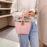 Women's Summer Woven Bucket Bag Casual One-Shoulder Messenger Chain Bag