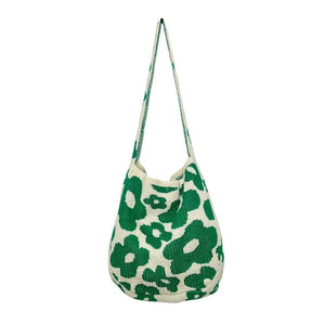 Flower Knitted Shoulder Bag for Women
