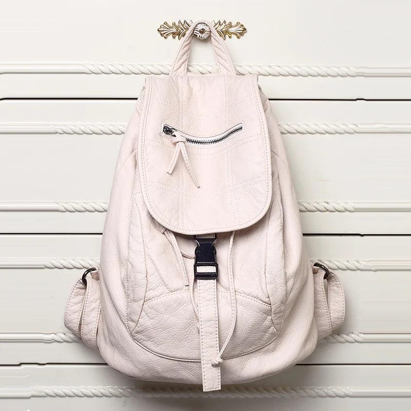 Stylish Washed Leather Women Backpacks Casual Shoulders Bag