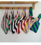 Japanese Striped Knitted Crossbody Bag for Women