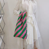Japanese Striped Knitted Crossbody Bag for Women