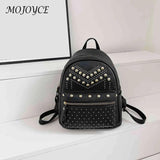 Women Backpack Purse PU Washed Leather Rivet Studded Rucksack