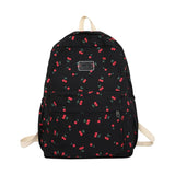 Cherry Print Backpack for Girls Portable School Bag