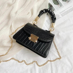 Casual PU Leather Sling Handbag Chain Shoulder Crossbody Bag