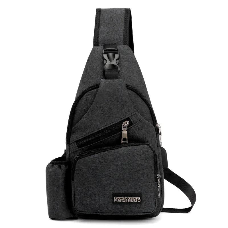 Large Capacity Chest Bag Mens Crossbody USB Charging Anti Theft Shoulder Bag