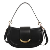 PU Leather Women's Shoulder Bag Lock Crossbody Bag Saddle Handbag