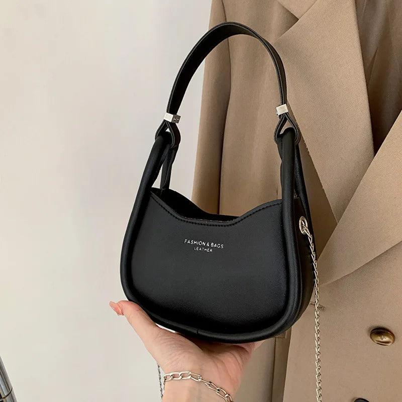 Chain Strap Shoulder Bag Pu Leather Crossbody