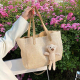 Straw Woven Large Tote Bag Beach Shoulder Bag