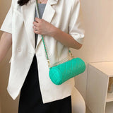 Cylindrical Cowhide Shoulder Bag for Women