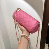 Cylindrical Cowhide Shoulder Bag for Women