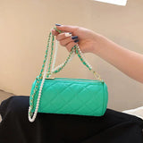 Cylindrical Cowhide Shoulder Bag for Women