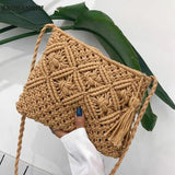 Fringed Hand Bag Messenger Bag Cotton Rope