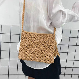 Fringed Hand Bag Messenger Bag Cotton Rope