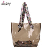 Large-Capacity Transparent Handbag with Floral Shoulder Strap