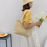 Straw Large-Capacity Women's Shoulder Bag Summer Handbag Tote