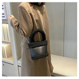 Lamb Hair Chain Crossbody Bucket Bag Female