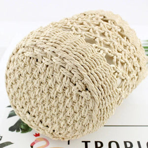 Barrel-shaped Woven Handbags Pattern Beach Bag Silk Scarf Straw Bag