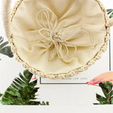 Barrel-shaped Woven Handbags Pattern Beach Bag Silk Scarf Straw Bag