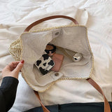 Summer Woven Bag Female Straw Shoulder Bag Straw Handbag Beach Bag Women