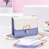 Sequin Pu Leather Female Bag Love Shape Lock Chain Shoulder Bag