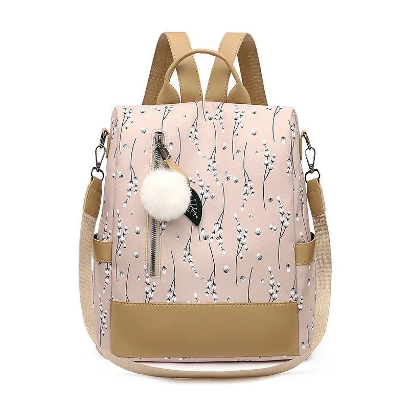 Floral Backpack Women Large Capacity School Bag Waterproof Rucksack
