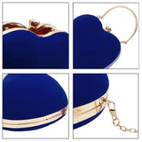 Heart Shape Clutch Bag Messenger Handbag Tote Evening Bag Purse, Blue