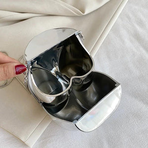 Metallic Shoulder Bag Acrylic Chain Messenger Handbag Purse