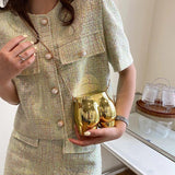 Metallic Shoulder Bag Acrylic Chain Messenger Handbag Purse