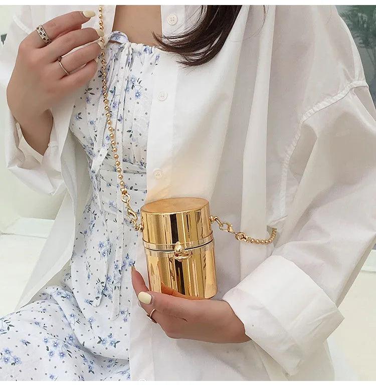 Metallic Shoulder Bag Acrylic Chain Messenger Handbag Purse