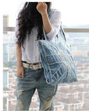 Denim Ladies Shoulder Bag Hand-Washing Rice Rubbing