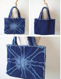 Denim Ladies Shoulder Bag Hand-Washing Rice Rubbing