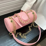 Barrel Shaped Summer Handbag PU Leather Women's Messenger Bag