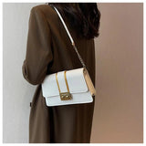 PU Leather Women's Shoulder Bag Lock Crossbody Bag Flap Handbag