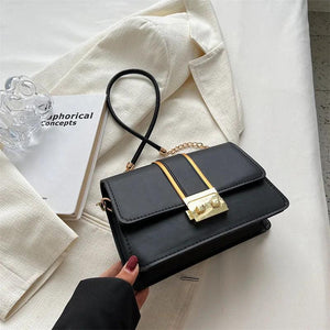 PU Leather Women's Shoulder Bag Lock Crossbody Bag Flap Handbag