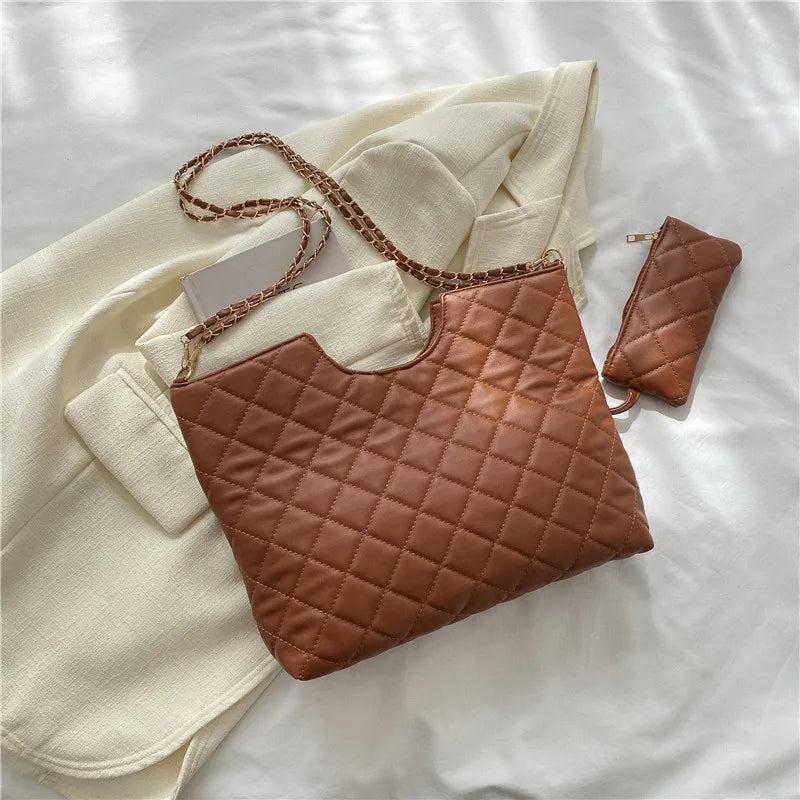 Quilted Chain Crossbody Bag Flap Handbag Plaid Shoulder Bag