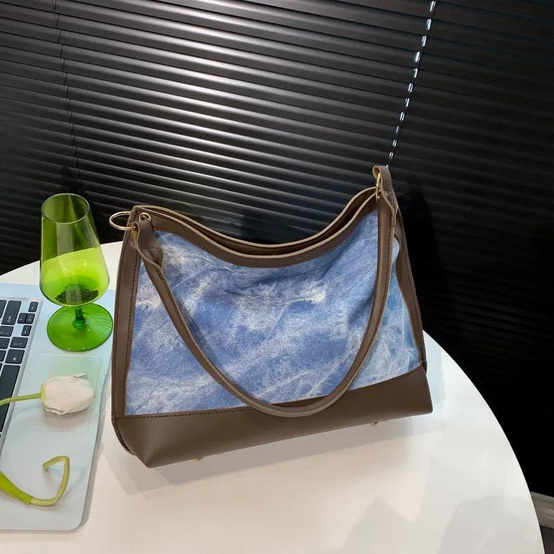 PU & Denim Women's Shoulder Bag Large Handbag