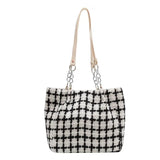 Plaid Quilted Women's Shoulder Bag Wool Crossbody Bag Handbag