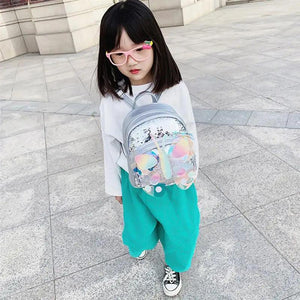 Children Mini Backpack Butterfly Sequin School Bag (Silver)