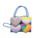 Colorful Furry Love Denim Handbag Shoulder Crossbody