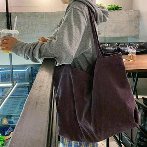 Winter Corduroy Shoulder Bag Large Capacity Tote