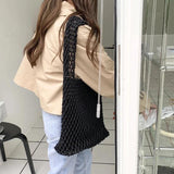 Cotton Thread Knit Women Handbag Ladies Net Hollow Out Tote Bag