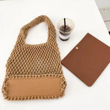 Cotton Thread Knit Women Handbag Ladies Net Hollow Out Tote Bag