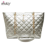 Leather Rhombic Chain Handbag Large Capacity