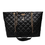 Leather Rhombic Chain Handbag Large Capacity
