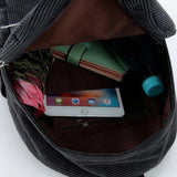 Corduroy Women's School Backpack Teenger Girl Bagpack Pack