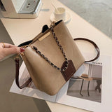 High PU Leather Chain Tote Bucket Bag for Women