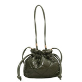 Quilted Pu Leather Bucket Shoulder Bag Winter Women Small Handbag