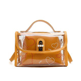 Transparent Pvc Messenger Bag Heart Print Jelly Lock Bag